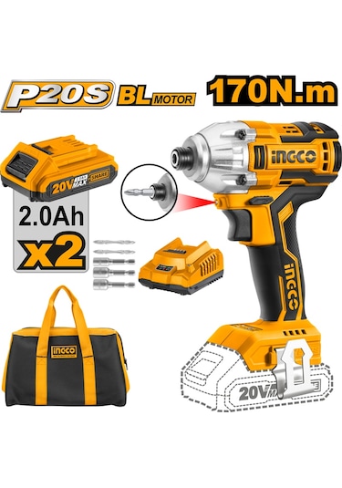 Ingco ING-CIRLI2002 Li-ion Akülü Vidalama Kömürsüz 1/4 20V 2.0AH