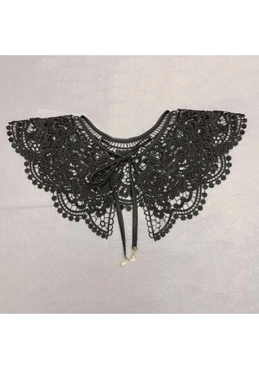 Padalink Beyaz Kırık Desenli Çıkabilir Kumaş Yaka, Kadınlar İçin Stili Artıran Dekoratif Nakışlı Shawl Çok Renkli