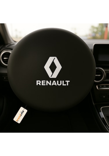 Renault Araba Penye Kumaş Direksiyon Kılıfı Siyah - Direksiyon Koruyucu Kılıf Siyah