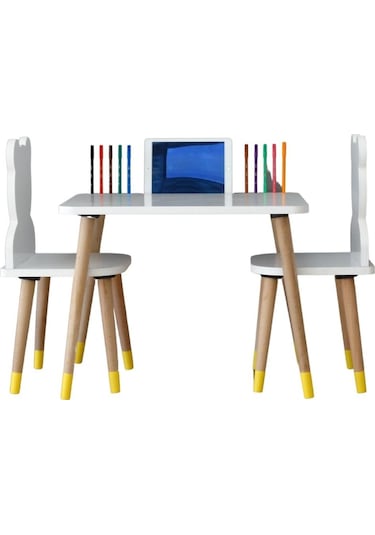 Çocuk Aktivit Oyun Masa Sandalye Takımı Tablet Kalem Yeri Yaz Sil