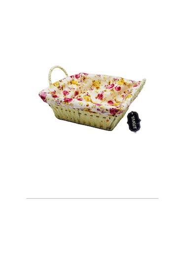 Hasırlı Bezli Ekmek Sepeti Kare Renkli Royaleks-8823 Çok Renkli