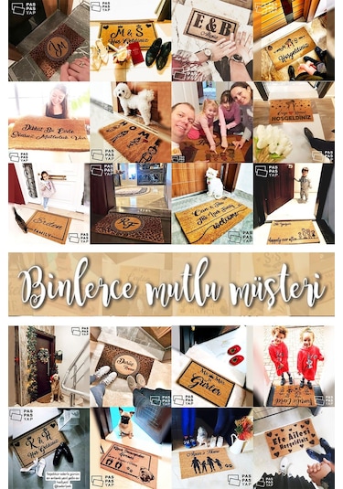 Hoşgeldiniz Yazılı Yeşil Yonca Tasarımlı Kapı Paspası