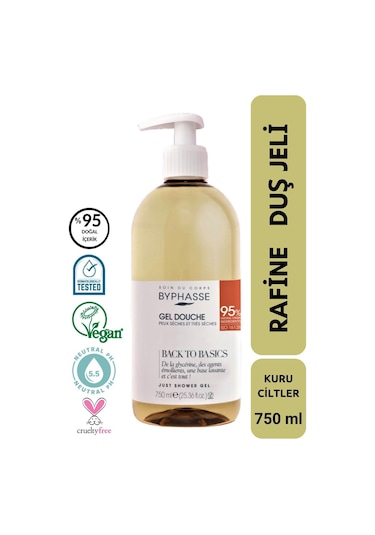 Byphasse Back To Basics Rafine Duş Jeli Kuru Ve Çok Kuru Cilt Tipleri 750 ML