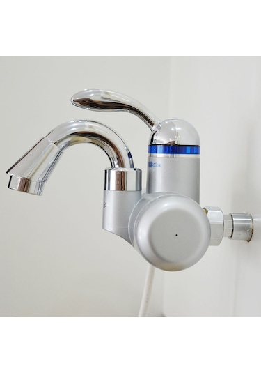 Elektrikli Sıcak Musluk Ani Su Isıtıcı Termal Şofben Musluk DSG5S Gümüş