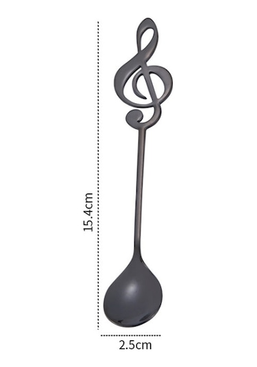2 Adet Yaratıcı Nota Kahve Karıştırma Kaşığı Siyah