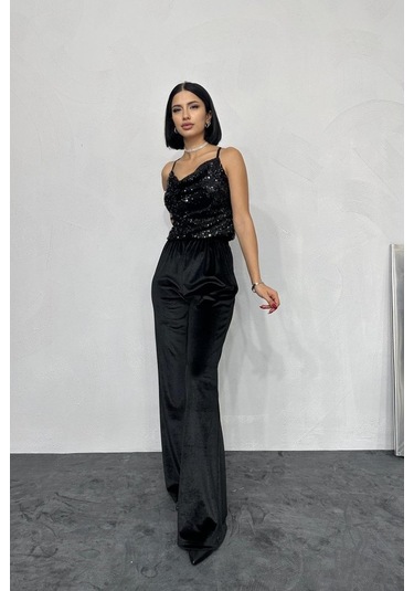 Ahes Shopping Siyah Askılı Degaje Bluz Siyah