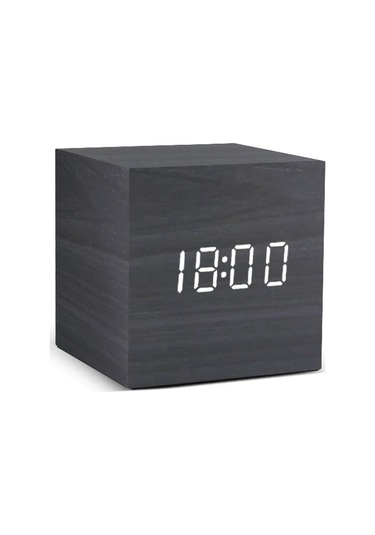 Sıcaklık Ses Kontrolü Ile Ahşap Dijital Çalar Saat Elektronik Saatler Black