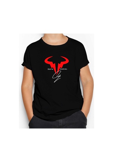Rafael Nadal Logo Siyah Çocuk Tişört Siyah