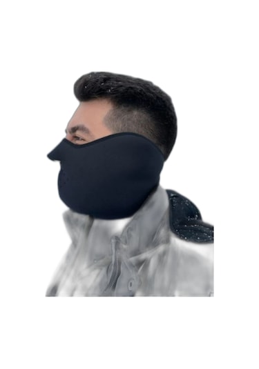 Ebakbak Motosiklet Yüz Boyun Koruyucu Neopren Maske Siyah