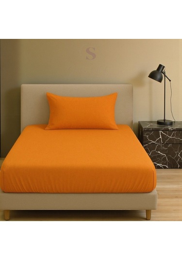 Shules Collection Keten Buldan Tek Kişilik Çarşaf + Yastık Kılıfı Turuncu