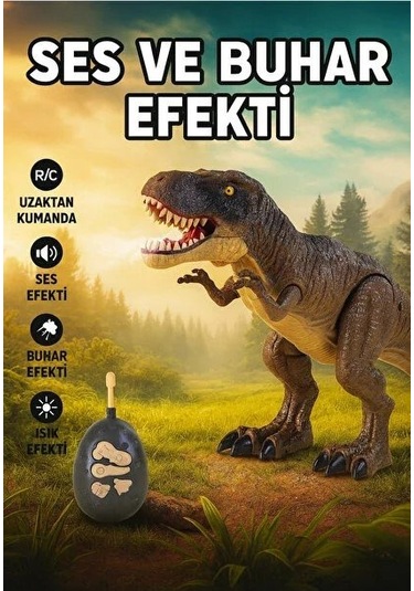 Uzaktan Kumandalı T-rex Dinozor 45 Cm - Buhar Çıkartan Sesli Işıklı Dev Figür