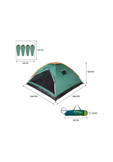 Freecamp Monodome Plus 4 Kişilik Kamp Çadırı-yeşil Yeşil
