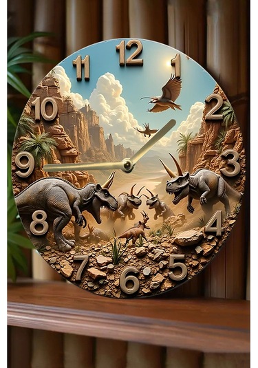 Sessiz Yuvarlak Ahşap Duvar Saati, Kuvars Hareketli 3d Görünümlü 2d Saat Sdw107 Renkli