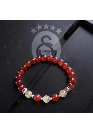 Doğaltaş Galatasaray Sitrin Ve Akik Taşı Bileklik Kırmızı