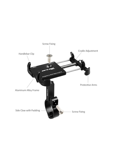 Skycity Alüminyum Bisiklet Telefon Tutucu 3.5-6.2 İnç Telefonlar İçin Ayarları Tam, Hafif Ve Dayanıklı Siyah Siyah