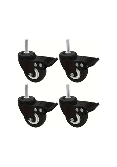 Dashanshop 4'lü 2 İnç Frenli M10x25 Dişli Metal Ve Plastik Tekir Tekerlekli Çift Rulmanlı