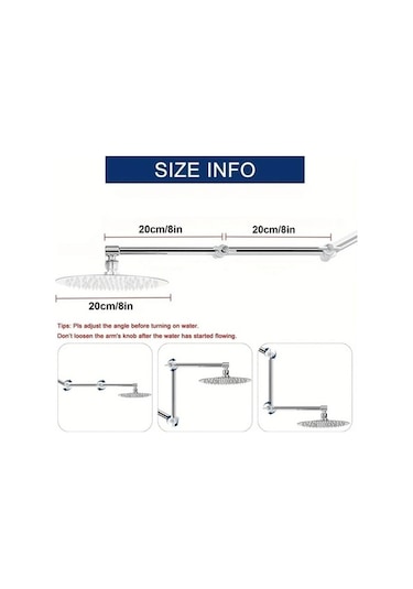 Fastbuy Challenger Krom Kaplama Duş Kolu Ve Yağmur Başlığı Seti - 40.64x20.32 Cm