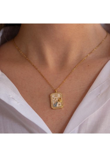 Çelik Kolye, Altın Kaplama Kova Burcu Kadın Kolye K-113 Altın