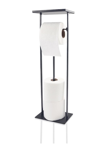 The Mia Tepsili Tuvalet Kağıdı Stand - Siyah - 54x15x12 Cm