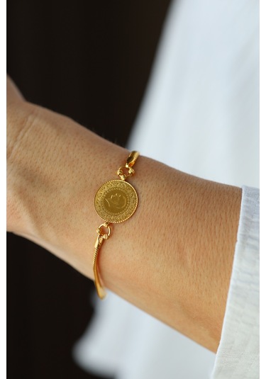 Yenigün Kuyumculuk 14 Ayar Altın Balıksırtı Zincirde 22 Ayar Çeyrek Altınlı Bileklik