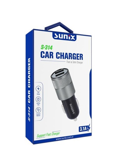Sunix 3.1a Çift Usb Araç Şarj Cihazı Başlık S-314