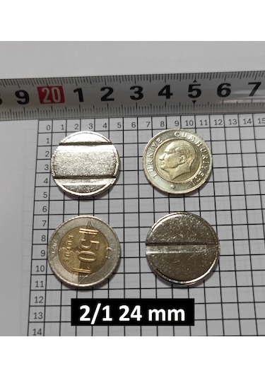 100 Adet 2/1 Çeltikli 24/2 Mm Oyun Makineleri & Langırt Jetonu
