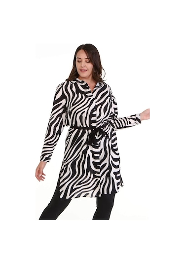 Yırtmaç Detaylı Gömlek Tunik-krem Krem