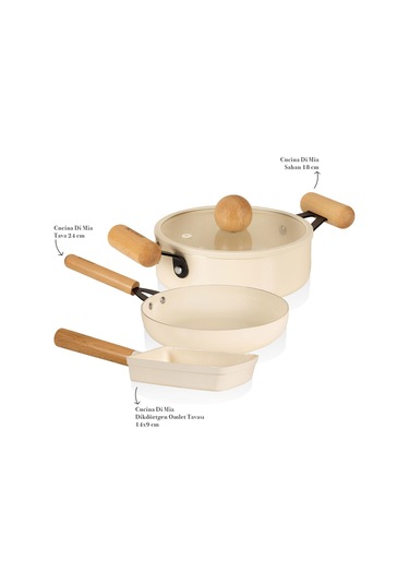 The Mia Cucina Di Mia İndüksiyon Tabanlı Seramik Sahan Tava Seti 4 Parça Çok Renkli