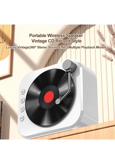Geeroyoo Retro Vinyl Plak Tasarımlı Taşınabilir Bluetooth Hoparlör - 360 Stereo Ses Ve 10 Saat Pil Ömrü İle Müzik Keyfi