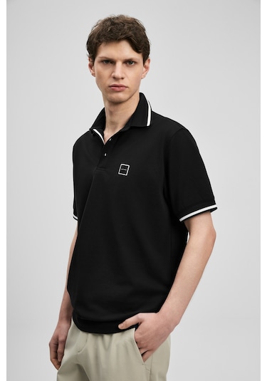 Lufian Grom Smart Erkek Polo Tişört Siyah Siyah 111040232100100