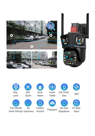 Bester 8k 5 Lensli 20x Ptz Hareketli Kamera Wifili Sd Kartlı Prof