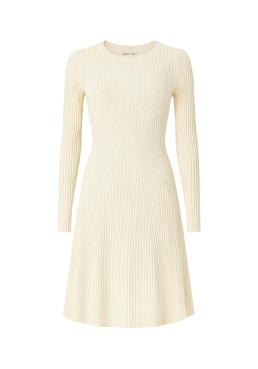 6888 Kadın Bisiklet Yaka Triko Elbise Naturel Naturel