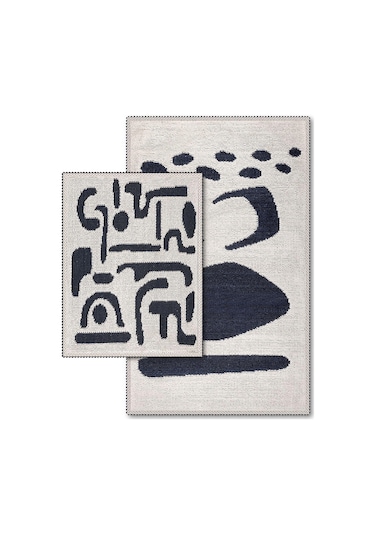 Coolshape Doğal Pamuklu 2'li Banyo Kilim Seti 60x100+50x60 Cm - Antrasit