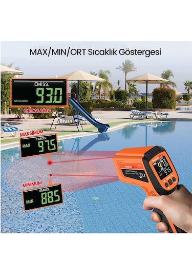 ThermoPro TP450 -50C/+550C Antişok Dual Lazer Endüstriyel Kızılötesi Temassız Termometre