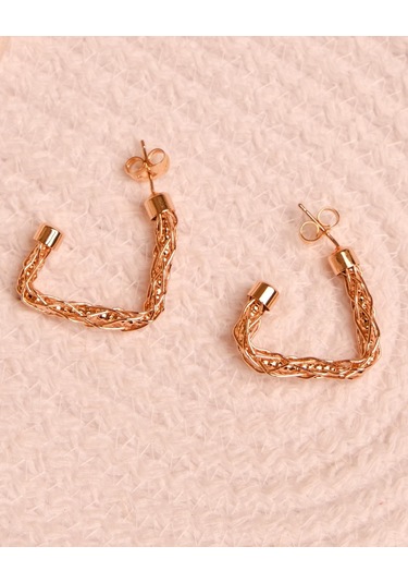 Kadın Kararmaz Çelik Burgu Asimetrik Küpe Altın