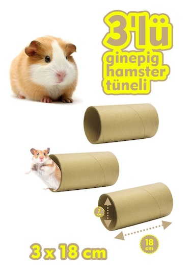 Vixpet Guinea Pig - Hamster Kemirgen Tüneli 3'lü 18 CM