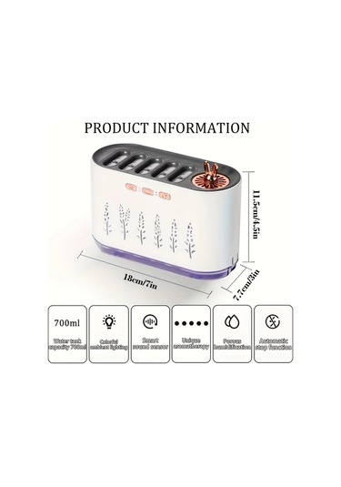 Techbloom Babıqt Nordic White Müzik Senkronizasyonlu Nemlendirici 7 Renk Led Işık Difüzör Otomatik Kapanma Usb İle Çalışan Ahşap