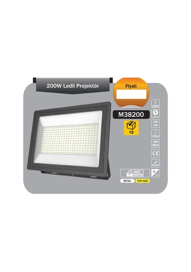 200 W Led Projektör Erkled M38200 Beyaz