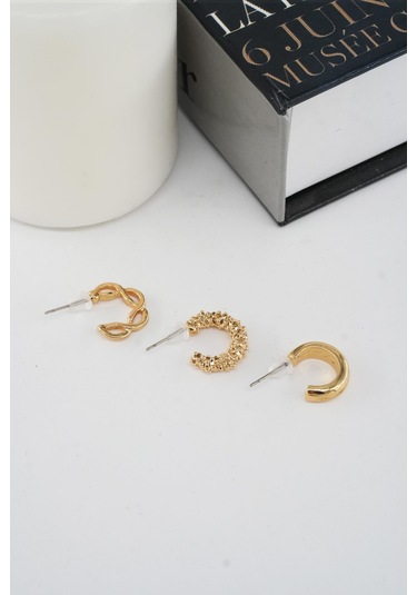 Byzeynaaksesuar Kadın 3'lü Küpe Çok Renkli