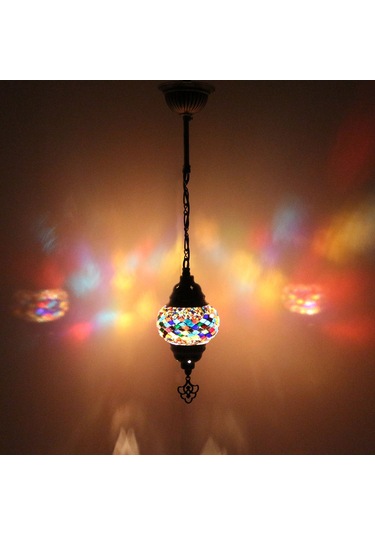 Dekoratif Mozaik Avize Tekli Sarkıt Tavan Lambası Renkli