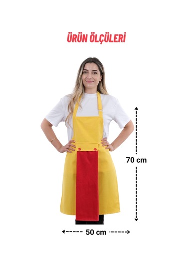 Star Ayar Askılı Havlulu 4lü Mutfak Önlüğü Seti 2 Eldiven Sarı-kırmızı-kırmızı