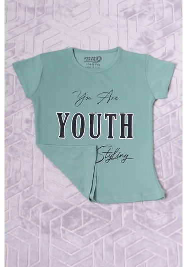 Hçm Kız Çocuk Tshirt Youth Baskılı Bisiklet Yaka C39 Yeşil