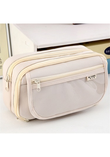 Kalem Çantası Tutucu Kalem Kutusu Büyük Kapasiteli Büyük Fermuarlı Kanvas Makyaj Çantası Toplu Kozmetik Tuvalet Malzemeleri Depolama