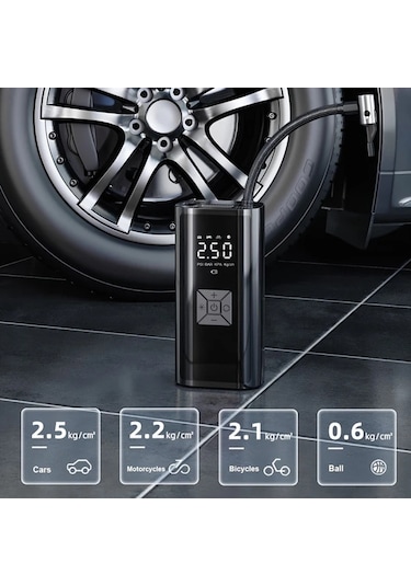 Willowhaven 1 Adet Kablosuz Dijital Hava Kompresörü Araba Bisiklet Motor Lastik Şişirme Usb Şarj 150psı