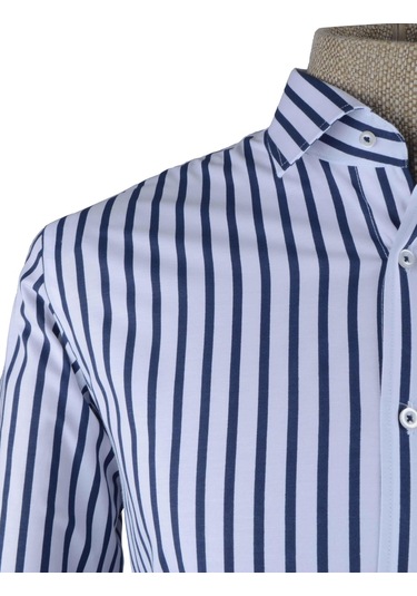 Cengiz İnler Kalın King Çizgili Slim Fit Erkek Gömlek 001