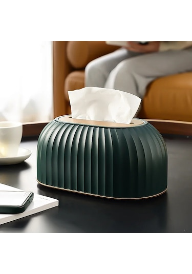 Koyu Yeşil-lüks İskandinav Çizgili Doku Kutusu Tutucu Yüksek Dereceli Tuvalet Kağıdı Kutusu Masa Peçete Tutucu Araba Kağıt Mendil Ev Dekorasyon