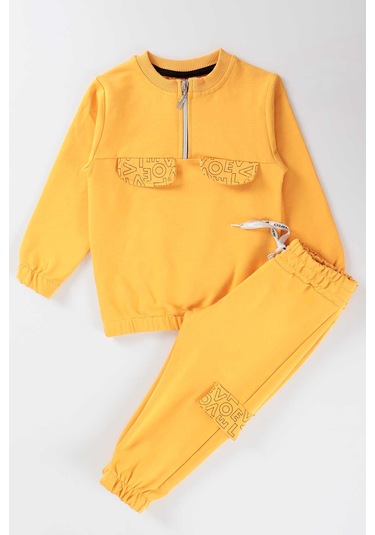 Ahengim Kız Çocuk Cepleri Baskılı Eşofman Takımı Ak2232 HARDAL