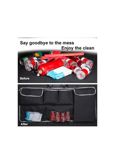 Ulzyvf Büyük Kapasiteli Suv & Kamyonet Bagaj Organizatörü - 4 Cep + 2 File Bölmeli Su Geçirmez Çanta