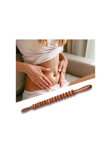 Suntek Ahşap Masaj Silindiri Çubukları Göbek Bel Uyluk Kahve Kahverengi