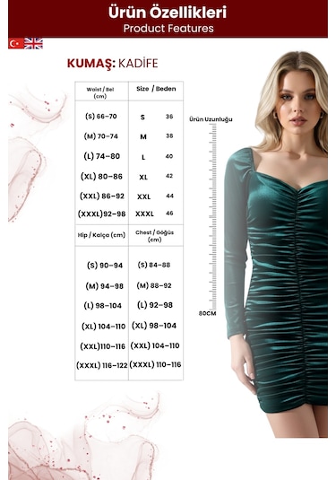 Zedefx Kadın Slim Fit Zarif Elbise Yeşil